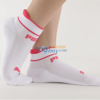 PUMA 彪马 春夏款 女款短筒 时尚提花毛圈运动袜子 漂白 23-25cm