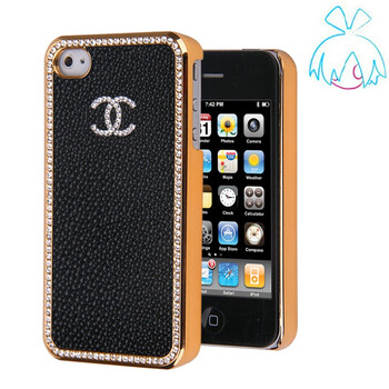 萝莉（LOLI）iphone4外壳-真皮钻框之名品系列小C款　黑色