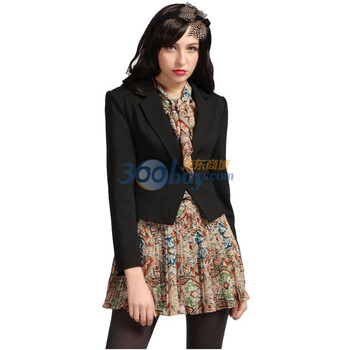 卓欧TOAIOU 2012春新款女装西服外套修身短款小西装外套女C111012 黑色 XL