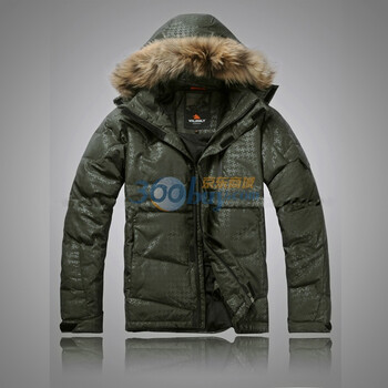 valianly 2011新款男款羽绒服 滑雪服 貉子帽毛防水防风保暖透气保暖2133绿54/XXL/185