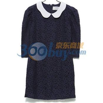 时尚起义 春装韩国进口花边蕾丝连衣裙 女570807 蓝黑色 one