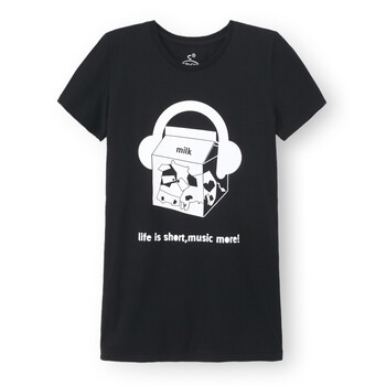 初刻CRUCCO T恤 牛奶音乐 女装 00007632 黑色 M