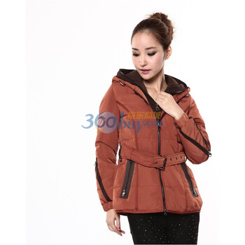 2011新款 雪中飞羽绒服 女针织双帽休闲短款 XR9052 酒红色 185/104A(XXXL)
