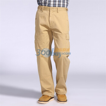 IZOD 新品纯棉多口袋中腰长款男士休闲裤 2061916203851卡其色185/92A(36)