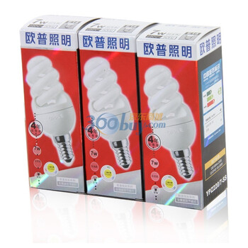 欧普节能灯全螺-7W-E14日光色3支装
