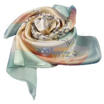 伊点饰品　ELENADIVIES 热销　浪漫豹纹链条印花时尚简约小方巾081100283　丝巾 天蓝色