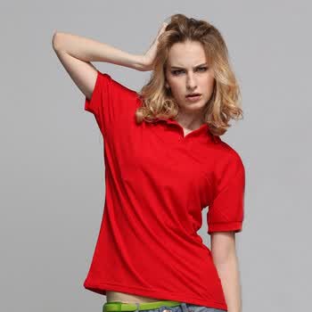 【瓦力伊娃】2011新款纯棉时尚POLO衫 短袖翻领T恤欧美女装秋装 大红 XXL