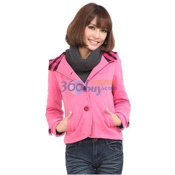 茵佳妮外套女装新品女装简约时尚款纯色撞条纹外套5114-1415023 红色 XL