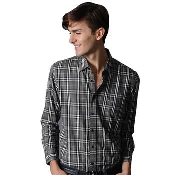 POLO VILLAE保罗威特时尚休闲男士灰格长衬 PFEAMADCF872 54/XXL