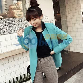 时尚起义 春韩国进口优雅修身休闲西装外套 女579214 青碧色 one
