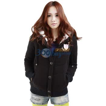 艾勒罗克 ELEMENT LOOK 2011新款初春羊羔绒绣花防风保暖纽扣加厚棉服1101EPA18 黑色 M