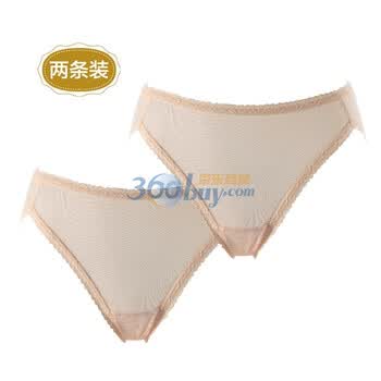 金三塔NZW067-1 100%桑蚕丝针织中腰蕾丝无痕三角内裤薄款2条装 肉色加肉色 XL
