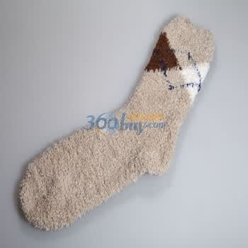 蕾娜丝LENUS 日本纯色菱形图案保暖毛巾袜x99107 米黄色 均码