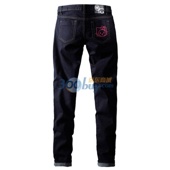 Giordano佐丹奴BSX 牛仔裤 女MINI CHE小熊时代植绒印花修身潮牛 04411504 蓝色 30