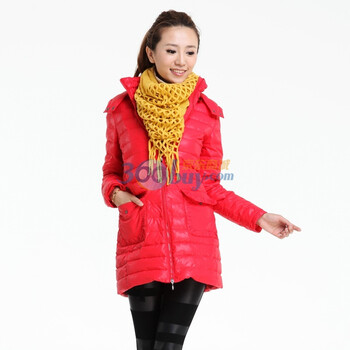 Aozi奥姿 冬新韩版带帽加厚羽绒服ZF0307 红色 XL