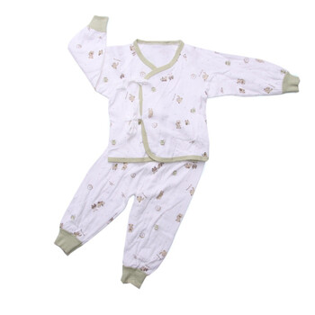 婴之谷2011秋季新品 双面提花小熊合同套（开闭裤）T5513 卡其色 66码