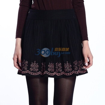 yigue亦谷2011秋羊毛短裙20534H4031 黑色 XL
