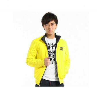 意而义 2012冬款男士经典百搭双面夹克防风保暖外套290a 黄色 XXL