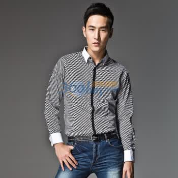 PEACEBIRD太平鸟秋季新品黑白格长袖衬衫81110325016 黑色 XXL