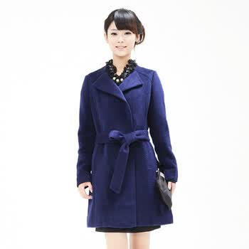 音曲女装 秋冬新品 风衣外套大衣YLDW1012 午夜蓝 L