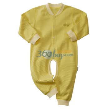 贝贝怡（bornbay） BB136 宝宝服 前开扣开裆连体衣 婴儿童装内衣 浅黄色 90码