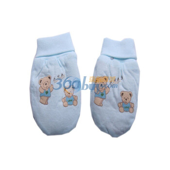 婴之谷2011秋季新品 素色印花铺锦手套T4283 天蓝色 59码