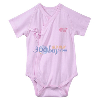 贝贝怡 宝宝/新生儿衣服绑带短袖哈衣连体衣包屁衣BB706 淡粉 59码