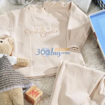 【小富兰克】婴儿服装 春款纯棉宝宝内衣 新生儿套装4257 气质灰 120