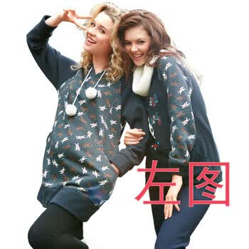 今生宝贝2011秋冬新款孕妇装长袖上衣休闲孕妇装韩版孕妇装外套卫衣 宝蓝色 M