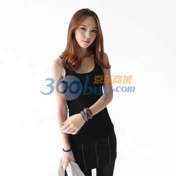 维妮 VINEY 女式舒适透气高织纯棉多色韩版工字可爱小背心 黑色 均码