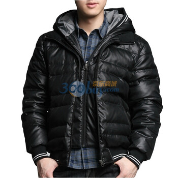 Markless2011冬季新款 可脱卸帽假两件短款拉链男士羽绒服90%白鸭绒YR1101M 黑色菱形格 S