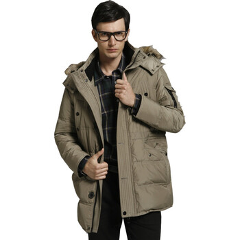 皮尔卡丹PierreCardin时尚男士商务休闲款长款羽绒服pika12 卡其色 190/104A