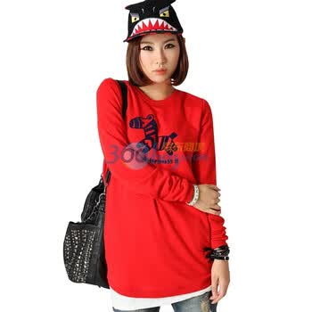 韩都衣舍 韩国卫衣春季新品新年春装女圆领长袖卫衣JH1131 红色 均码
