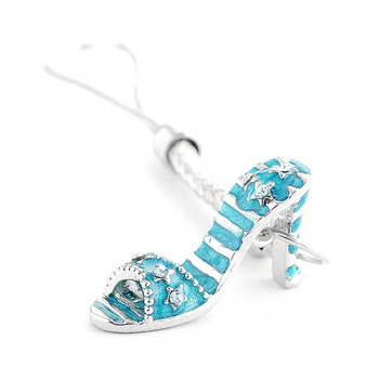 rousky白色挂绳连蓝色高跟鞋手机链配奥地利水