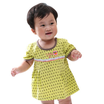 婴之谷2011童装婴儿服装短袖女童t恤夏装T4638 浅绿色 110码