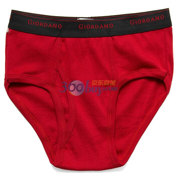 Giordano佐丹奴 内衣裤 男独立装Logo宽皮筋三角内裤 01179007 酒红色 XL