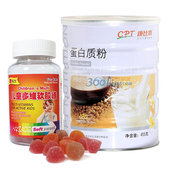 康比特 蛋白质粉455克+美国乐力 儿童多维软胶糖150g 60粒 套装