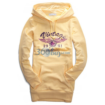 Giordano佐丹奴 外套 女梦想穿越印花CVC长版卫衣 01391511 黄色 XL