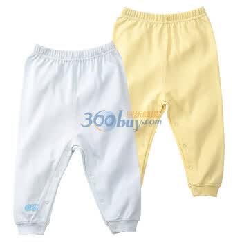 贝贝怡（bornbay） 2J508 宝宝服 全开扣开裆裤 婴儿童装内衣2件组合装 淡蓝和淡黄 90码