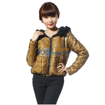 伊雯 女装针织兔毛帽子米奇装饰短款休闲棉衣外套CMY1070 军绿色 XL