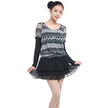 伊莎贝拉 时尚淑女两件套连衣裙Q1120035T 黑色 XXL