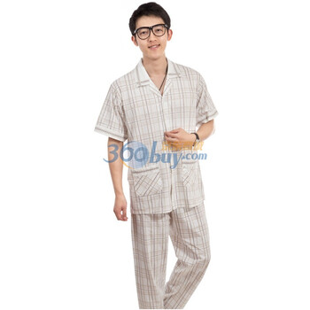 荻嘉茂 时尚舒适纯棉针织家居服套装 41102 卡其 XXL