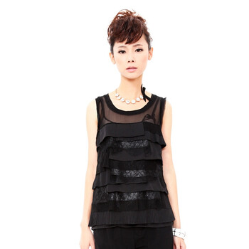 音曲女装 2011秋冬新品 时尚背心上衣 ECQSS1030 黑色 XL