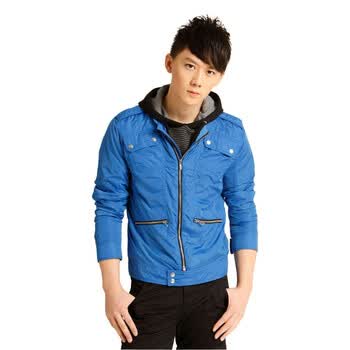 Jack Jones/杰克琼斯外套领拉链薄款男士休闲夹克V(蓝)|211321013030 195/112A/XXXL