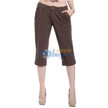 约翰逊JOHANSSON春装新款女士纯棉休闲七分裤J11SS3022 绿色 XL
