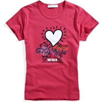 Giordano/佐丹奴女装WWS爱心拥抱T恤91390518 浅紫 M