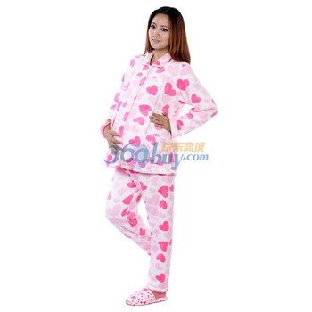 kidsmile凯德氏孕妇装 冬季新品 珊瑚绒孕妇保暖哺乳月子服 孕妇家居服 TSS077 红心 XL