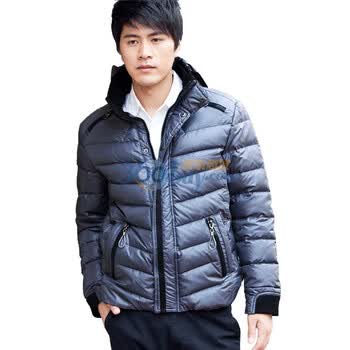 诠渡良品trenduality 2011冬装时尚保暖男士直筒连帽羽绒服#81511 灰色 XXL