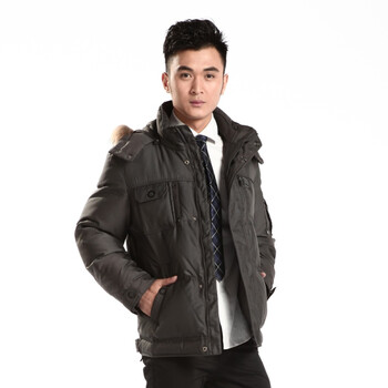 2011新款 康博羽绒服 男休闲毛帽直摆 KB1139 灰色 190/104A(XXL)