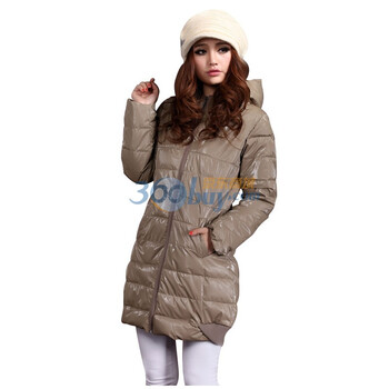 【MYDSPS】2011冬装新款 修身带帽中长款羽绒服 女外套 浅棕色 L